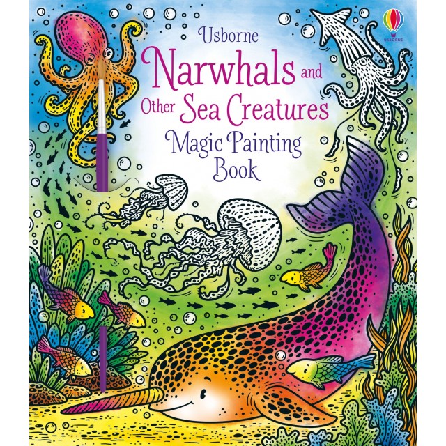 MAGIC PAINTING NARWHALS AND OTHER SEA CREATURES (Spalvinimo vandeniu knygelė)